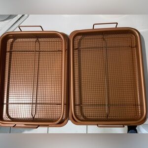 2 pack Copper Chef Oven Air Fryer Crisper Non-Stick Tray Sets - Dishwasher Safe